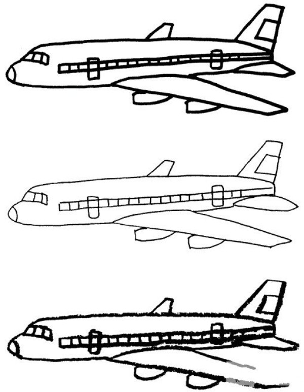 Cartoon passenger plane simple strokes