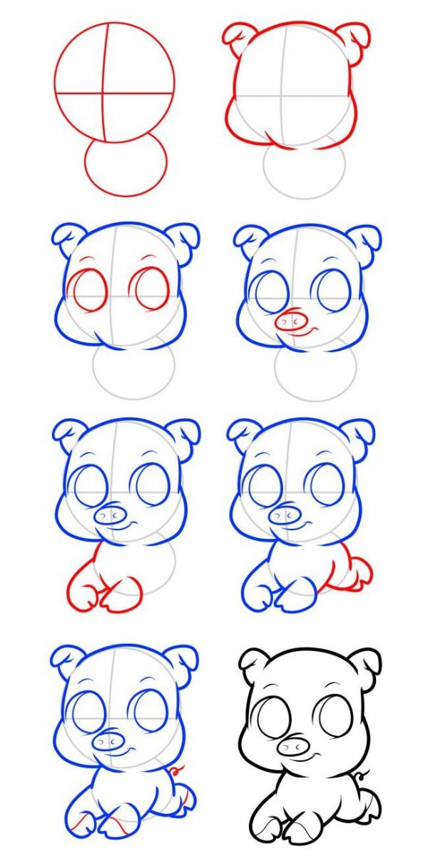 Cute pig simple drawing tutorial