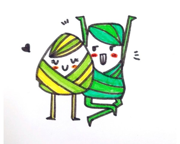 Simple drawing of two super cute rice dumplings