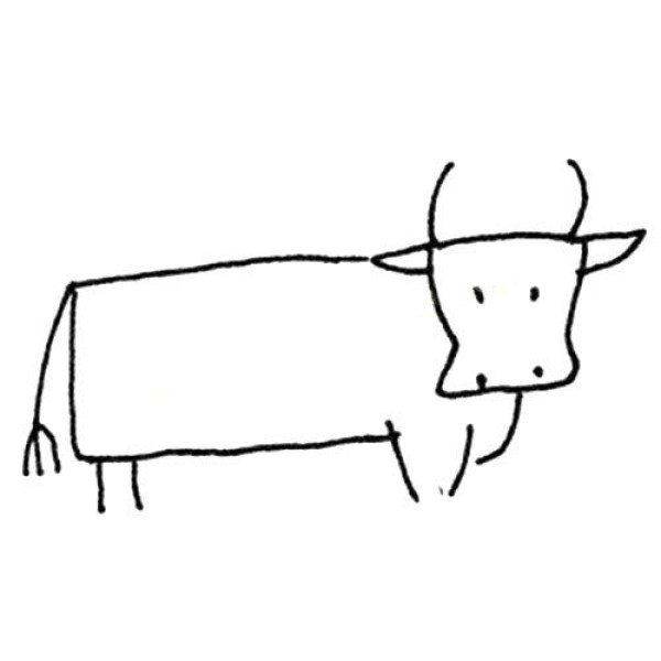 Simple line drawing cow