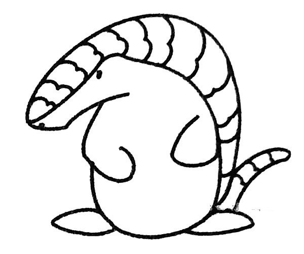 Draw a cartoon pangolin in four steps