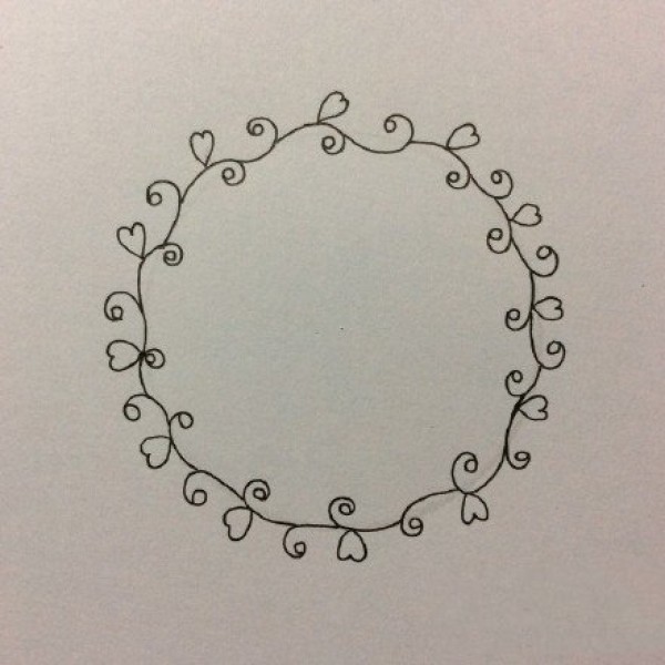 Simple drawing method of childrens wreath