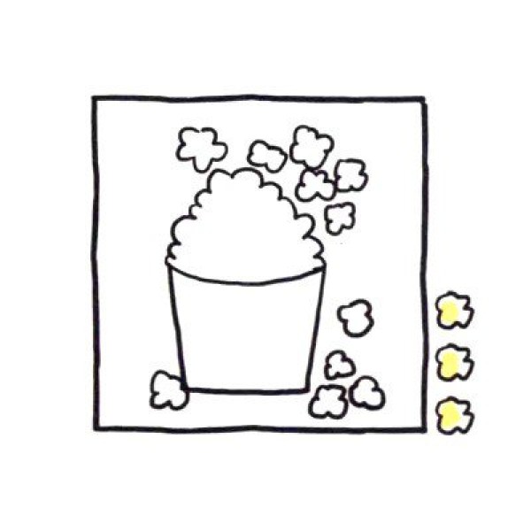 Draw cute popcorn in four steps