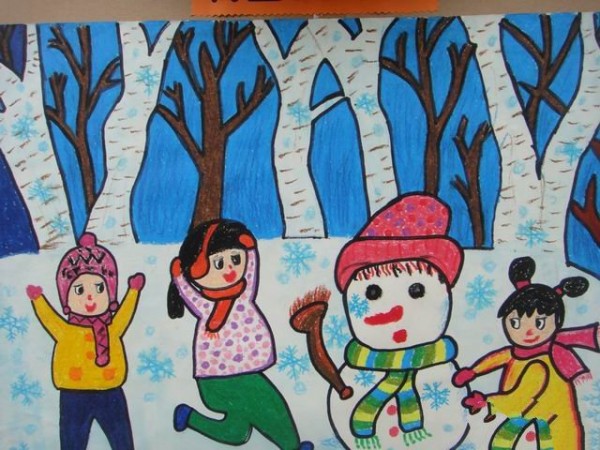 Childrens drawing: lets make a snowman together