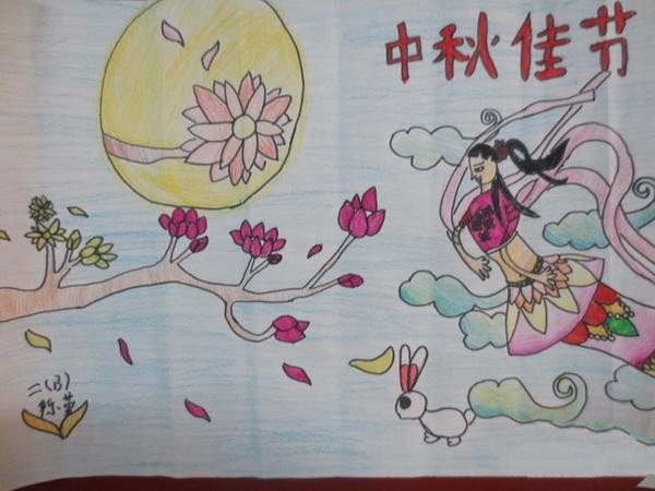 Celebrating the Mid-Autumn Festival, childrens paintings with Mid-Autumn Festival themes