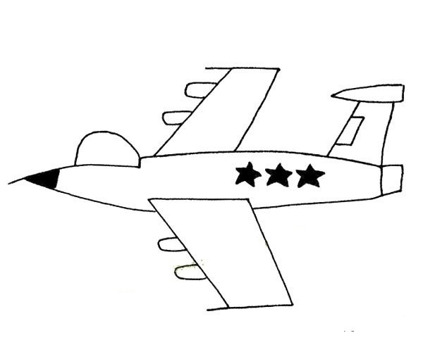 Simple drawing of fighter plane with stars