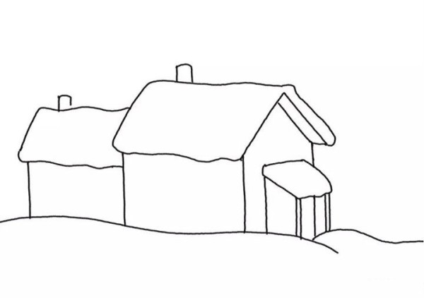 How to draw a simple drawing of a snow cabin