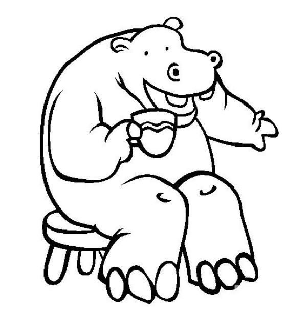 Animal simple drawing pictures Cartoon hippopotamus simple drawing