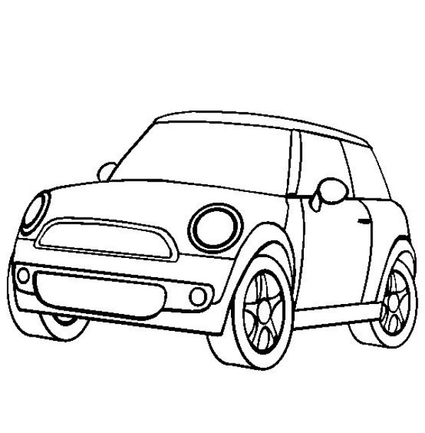 Simple car drawing Mini Cooper simple drawing picture