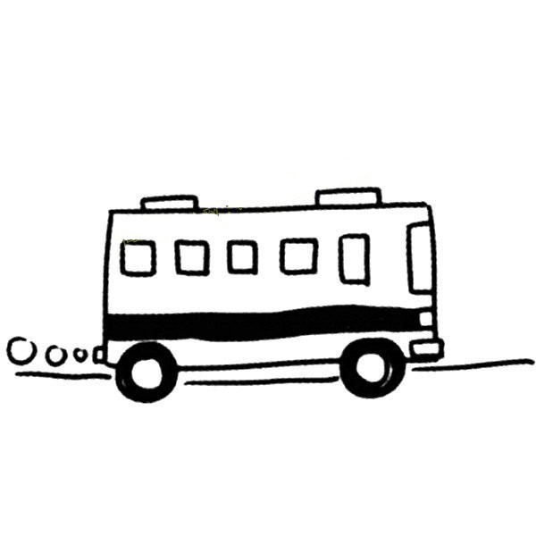 Simple drawing pictures of buses on the road