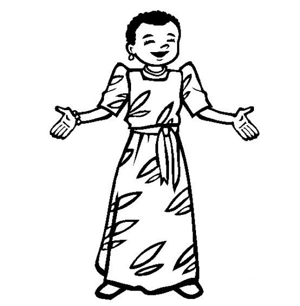 Simple drawings of the worlds national costumes Simple drawings of little girls in Uganda