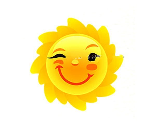 A set of cute simple drawing pictures of the smiling sun