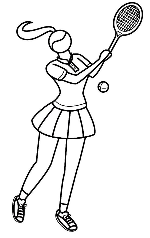 Sports simple drawing of womens tennis