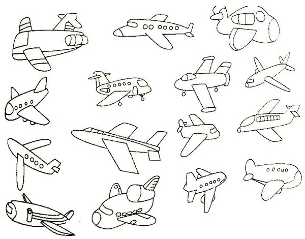 Complete collection of airplane simple drawings and drawing steps