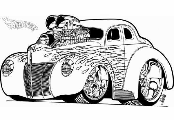 Hot wheels car simple drawing picture