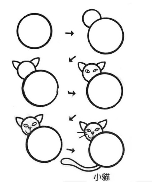 Simple drawing tutorial for toddlers and kittens