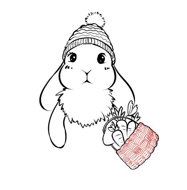 Learn to draw step by step: Little White Rabbit Carrying Carrots