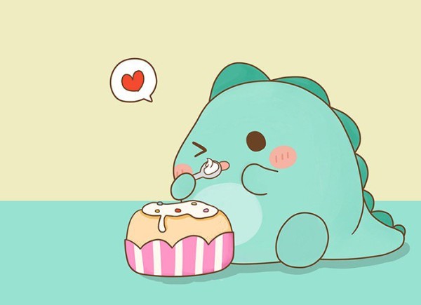 Simple drawing of Kong Luoluo eating cake