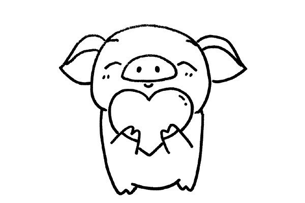 How to draw a loving piggy angel