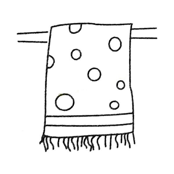 A complete collection of simple drawings of towels and the steps of how to draw them