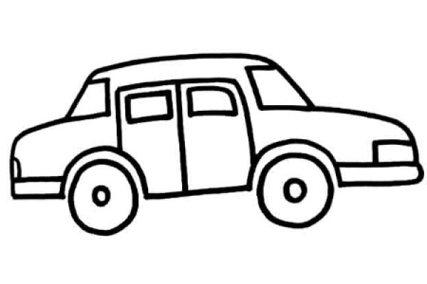 Simple drawings of cartoon cars, trucks, trams, and sailboats