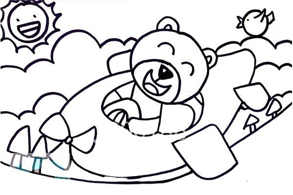 How to draw a bear flying on a plane