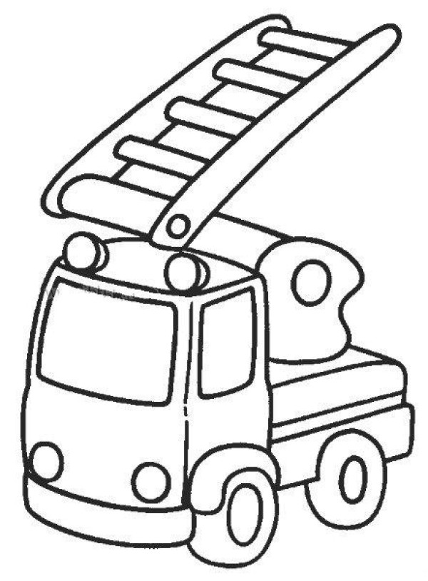 Simple drawing of fire truck ascending ladder