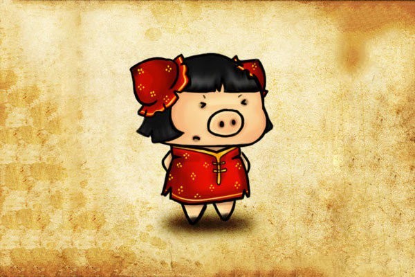 Cute little pig in the Year of the Pig