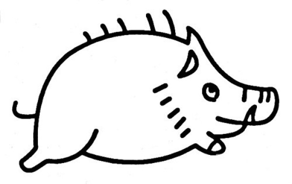 How to draw a wild boar with simple strokes of an animal for children