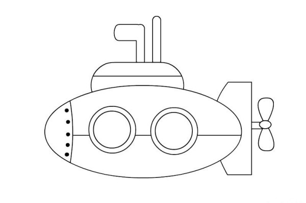 Simple drawing of submarine with color