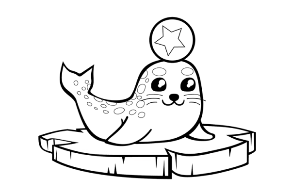 Simple drawing picture of seal on ice floe