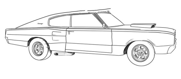 Simple drawing of red flag car