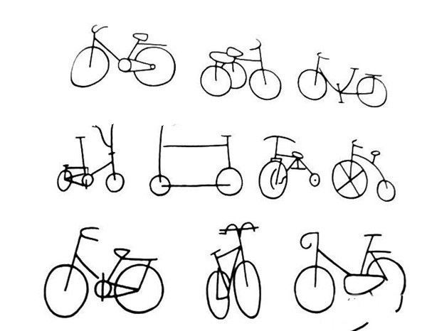 A set of super simple bicycle sketches