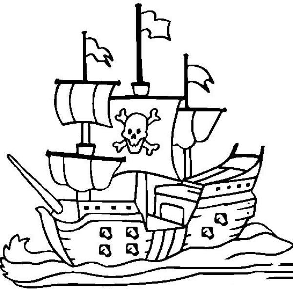 Pirate ship simple drawing picture