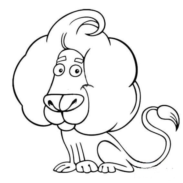 Simple drawing of a lion catching a mouse