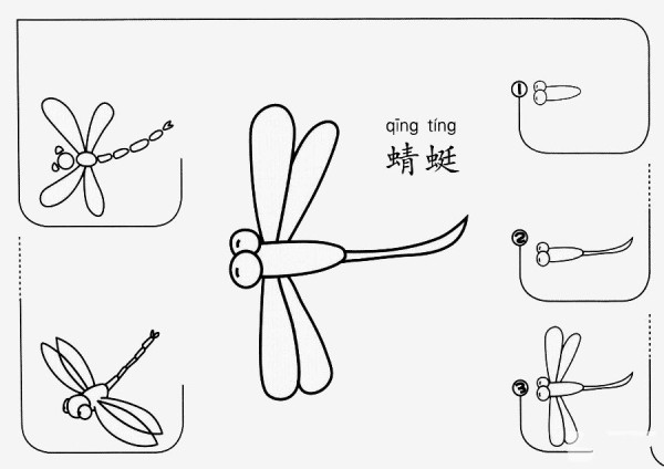 How to draw a simple dragonfly