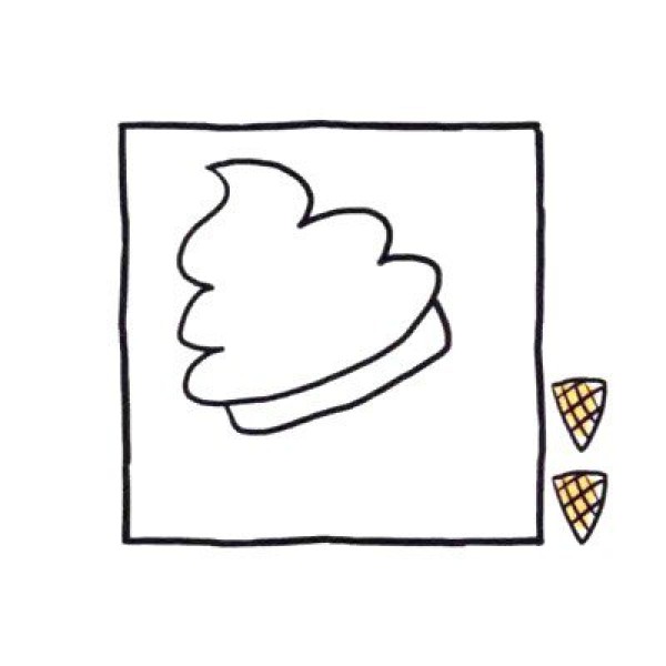 How to draw cute simple strokes of soft ice cream cone in four steps