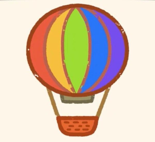 Magical simple drawing hot air balloon