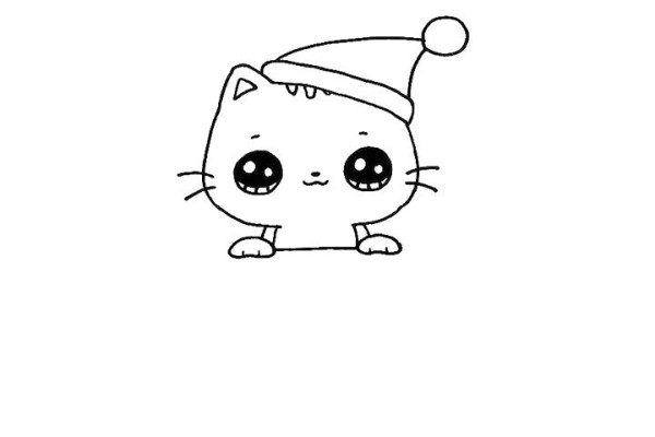 How to draw a Christmas gift kitten