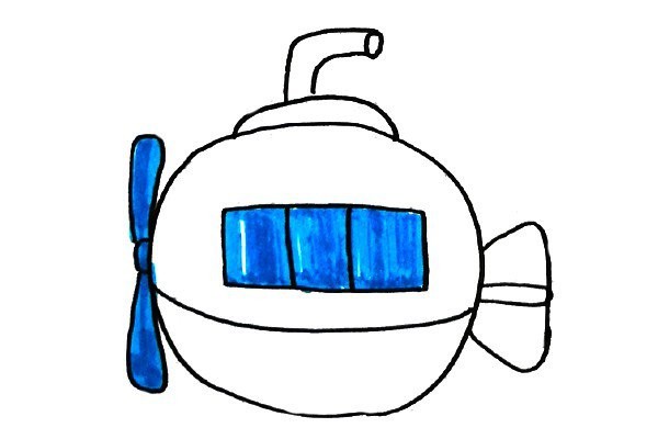 Fresh ocean style submarine simple drawing