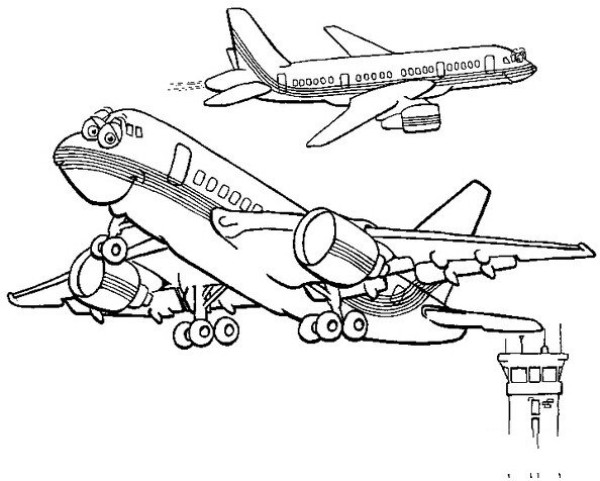 Simple drawing pictures of civil aviation aircraft