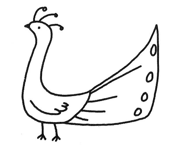 A set of cute little peacock simple drawing pictures