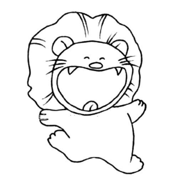 Happy lion simple drawing tutorial