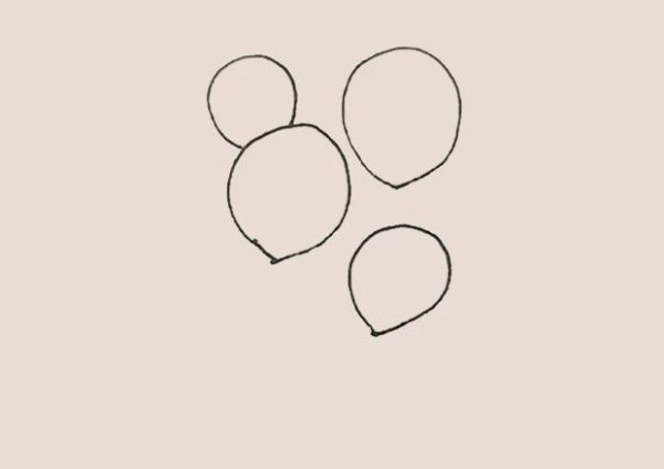 Simple drawing of colorful balloons