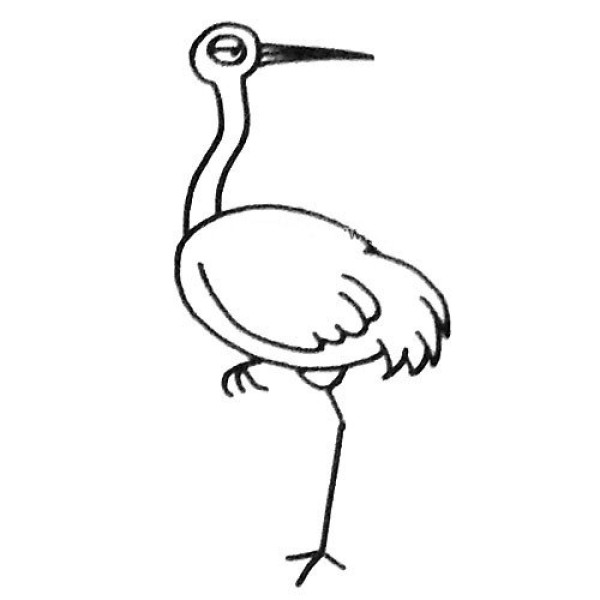 Simple and easy drawing of red-crowned crane