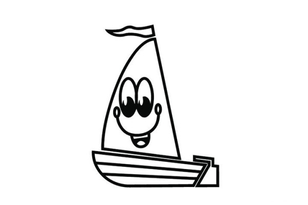 Simple and cute little sailboat drawing