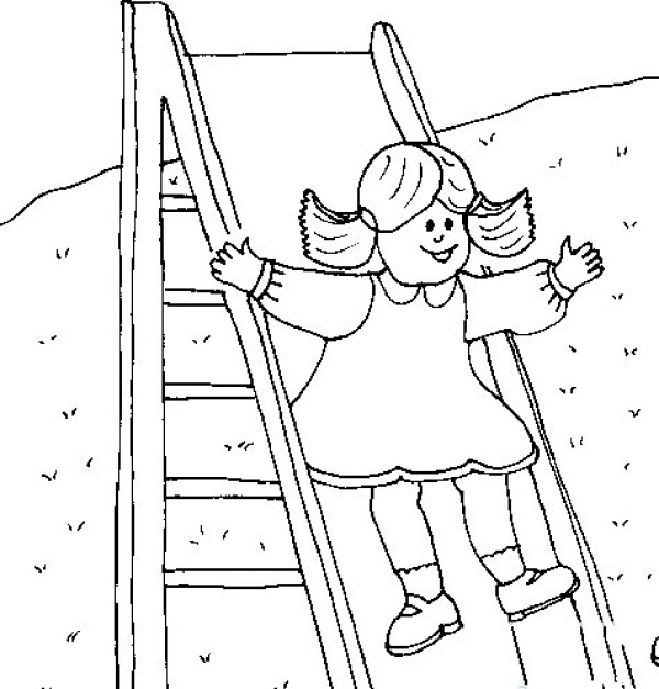 Children who love slides simple drawings