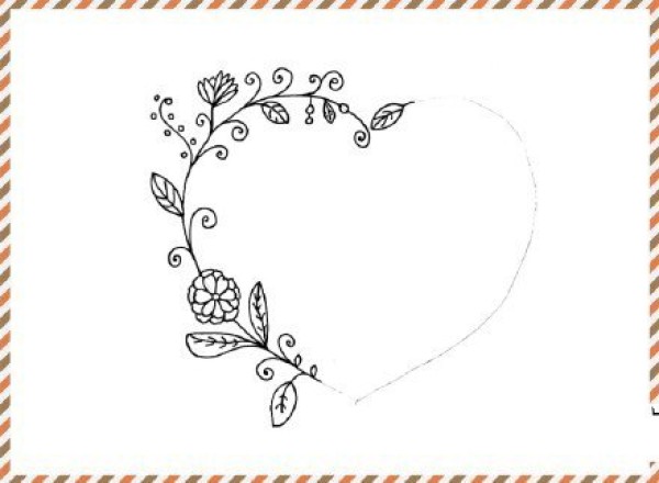 How to draw a simple heart-shaped garland