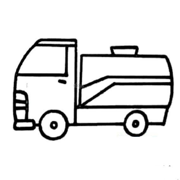 Childrens simple drawing of tank truck