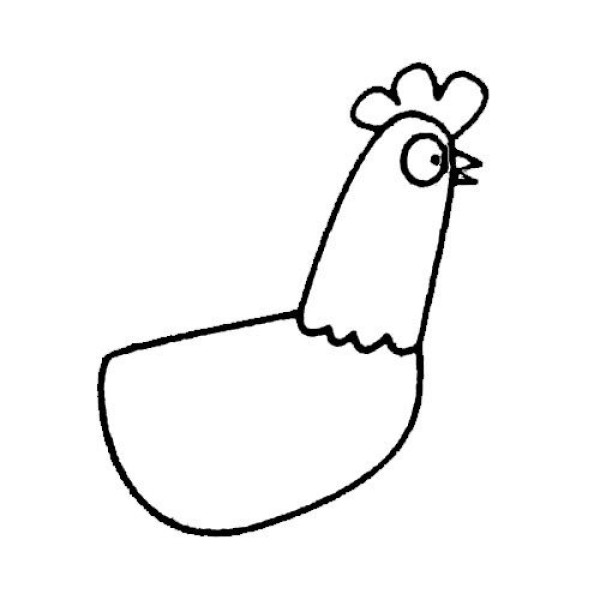 Examples and steps of simple drawing of rooster